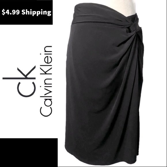 Calvin Klein Dresses & Skirts - 💰BOGO💰Calvin Klein EUC skirt black faux wrap L